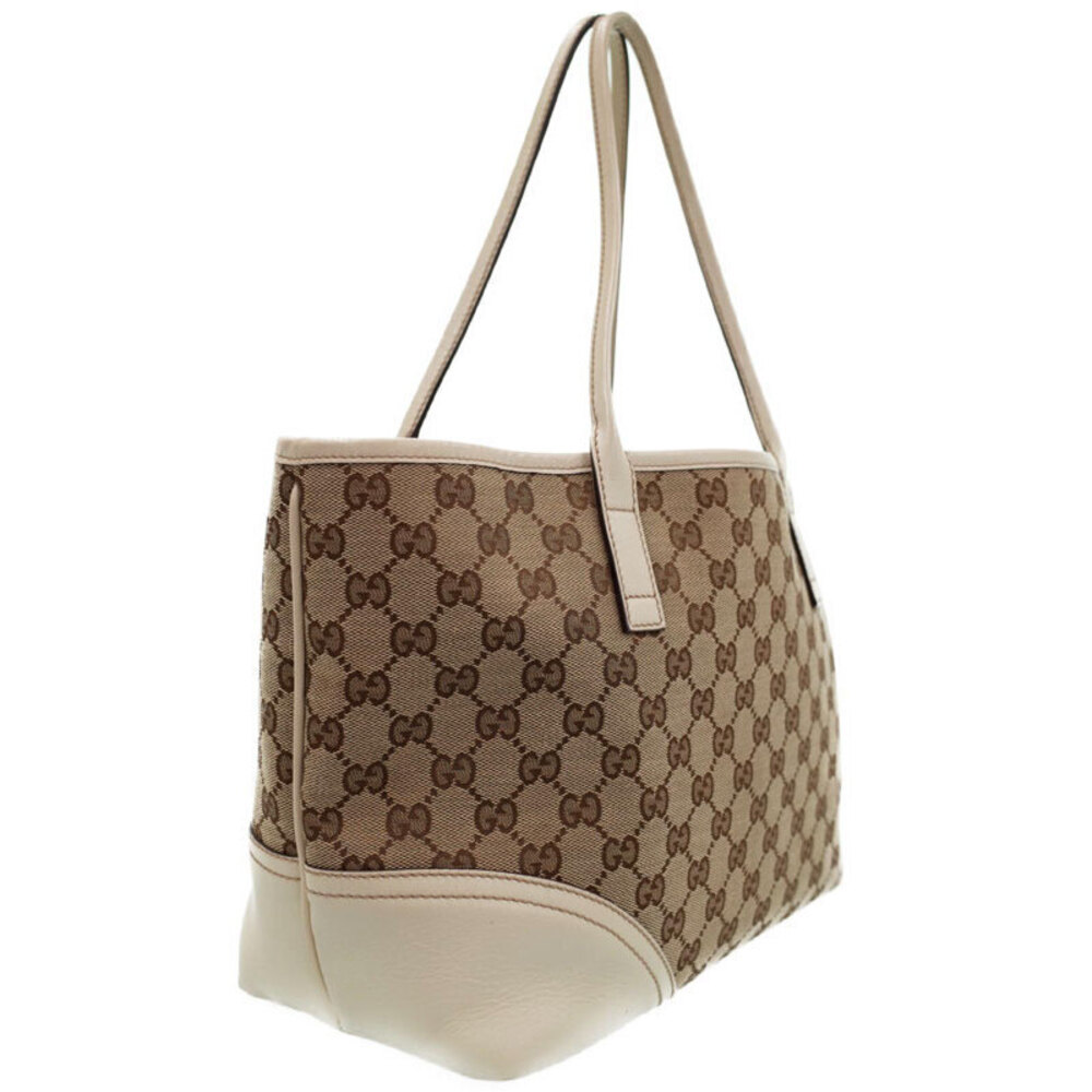 Gucci Bag Tote leather Canvas monogram mocha Britt GG canvas brown
